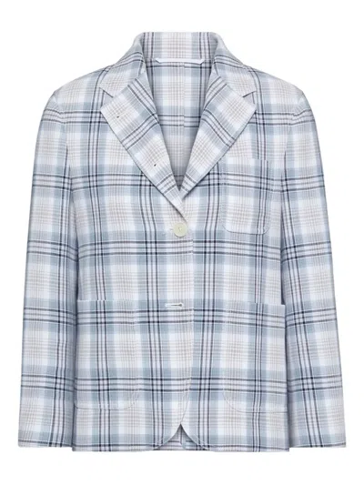 Thom Browne Plaid Blazer In Blue
