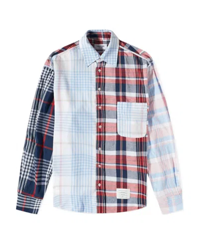 Thom Browne Plaid-check Long-sleeve Shirt In White
