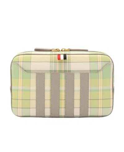 Thom Browne Plaid-check Print Belt Bag In Nude