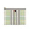 Thom Browne Plaid-check Print Clutch Bag In Gray
