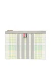 Thom Browne Plaid-check Print Clutch Bag In Grün