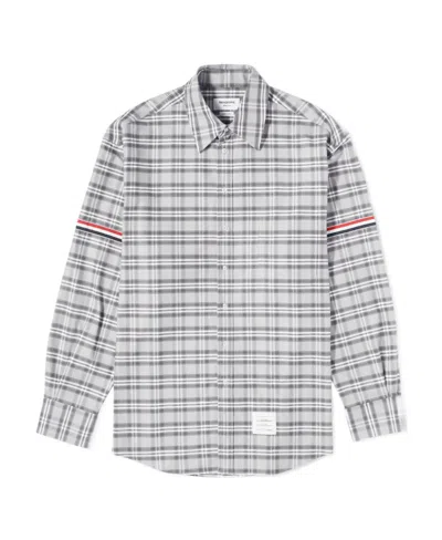 Thom Browne Plaid-check Print Shirt In Gray
