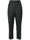 Thom Browne Gingham Side Tab Wool Trousers In Grey