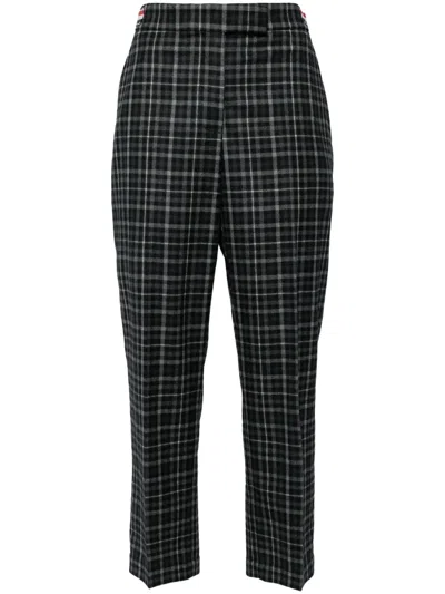 THOM BROWNE PLAID-CHECK TAILORED TROUSERS
