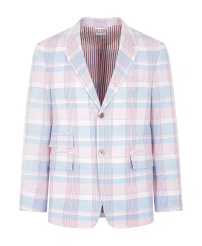 Thom Browne Plaid-checked Pattern Tailored Blazer In Multicolor