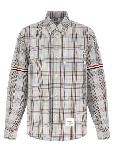 Thom Browne Plaid Cotton Poplin With Rwb Grosgrain Bands Shirt In Multi