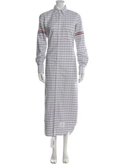 Pre-owned Thom Browne Plaid Long Dress In Gray