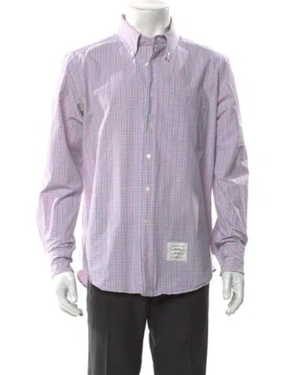 Pre-owned Thom Browne Plaid Long Sleeve Plaid Print Shirt In Pink