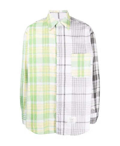 Thom Browne Plaid Long-sleeved Shirt In White