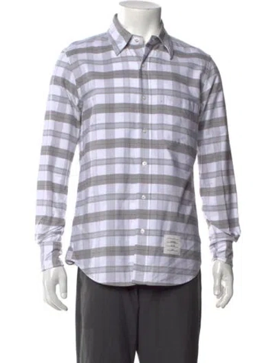 Pre-owned Thom Browne Plaid Plaid Print Dress Shirt In Gray