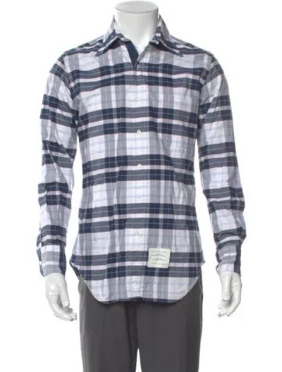 Pre-owned Thom Browne Plaid Plaid Print Shirt In Blue