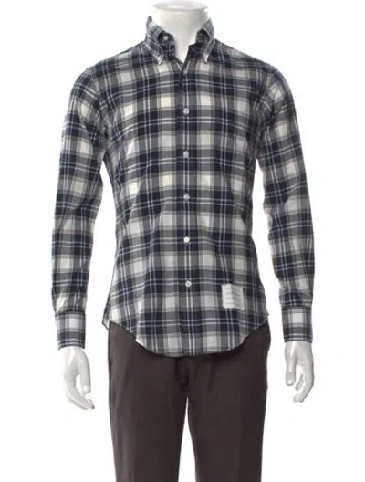 Pre-owned Thom Browne Plaid Plaid Print Shirt In Blue