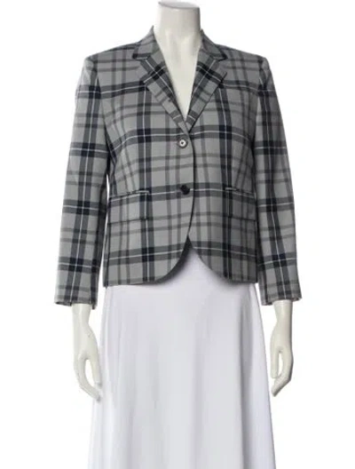 Pre-owned Thom Browne Plaid Print Blazer In Gray