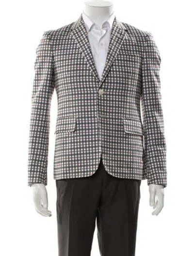 Pre-owned Thom Browne Plaid Print Blazer In Grey