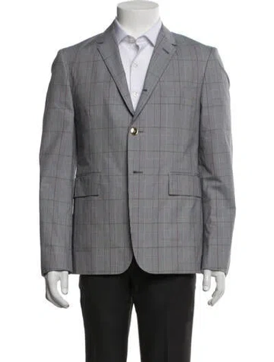 Pre-owned Thom Browne Plaid Print Blazer In Grey