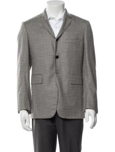 Pre-owned Thom Browne Plaid Print Blazer In Neutrals