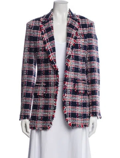 Pre-owned Thom Browne Plaid Print Blazer W/ Tags In Blue