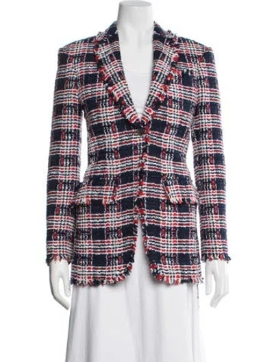 Pre-owned Thom Browne Plaid Print Blazer In White