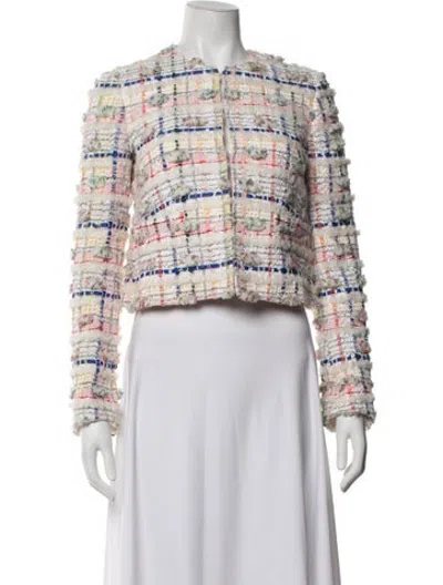 Pre-owned Thom Browne Plaid Print Blazer In White
