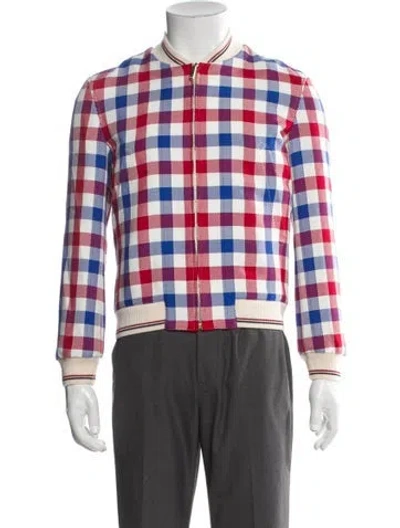 Pre-owned Thom Browne Plaid Print Bomber Jacket In Red