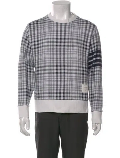 Pre-owned Thom Browne Plaid Print Crew Neck Pullover In Gray