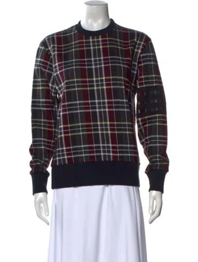 Pre-owned Thom Browne Plaid Print Crew Neck Sweater In Black
