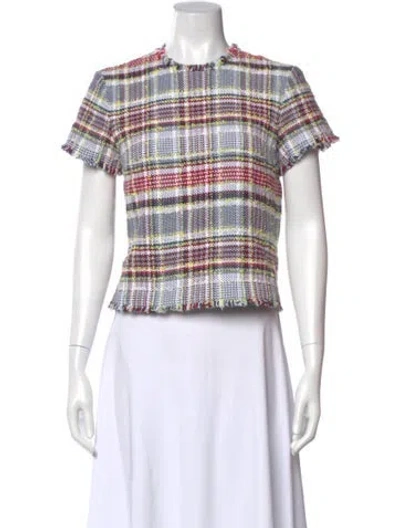 Pre-owned Thom Browne Plaid Print Crew Neck Top In Green