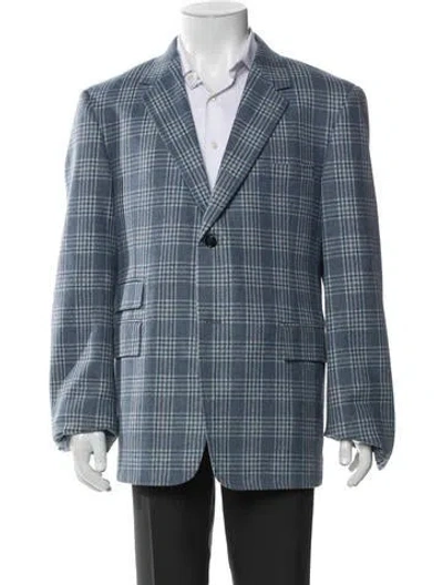 Pre-owned Thom Browne Plaid Print Grosgrain Trim Blazer In Blue