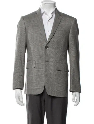 Pre-owned Thom Browne Plaid Print Grosgrain Trim Blazer In Gray
