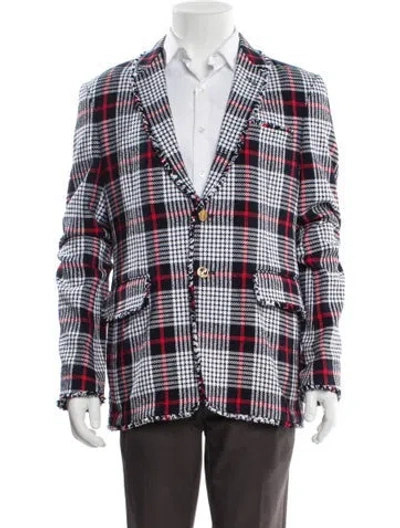 Pre-owned Thom Browne Plaid Print Grosgrain Trim Blazer W/ Tags In Black