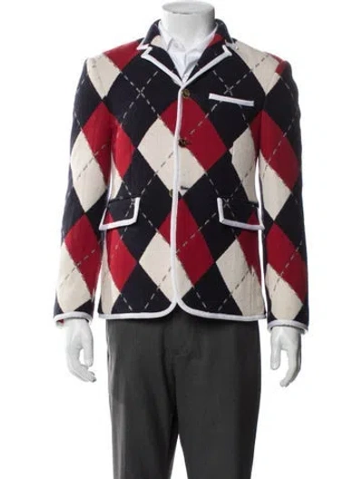 Pre-owned Thom Browne Plaid Print Jacket In Red