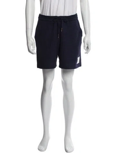 Pre-owned Thom Browne Plaid Print Jogger Shorts In Blue