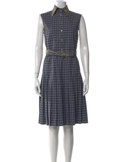 Pre-owned Thom Browne Plaid Print Knee-length Dress In Blue