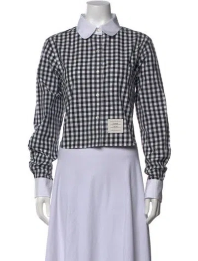 Pre-owned Thom Browne Plaid Print Long Sleeve Button-up Top In Neutrals