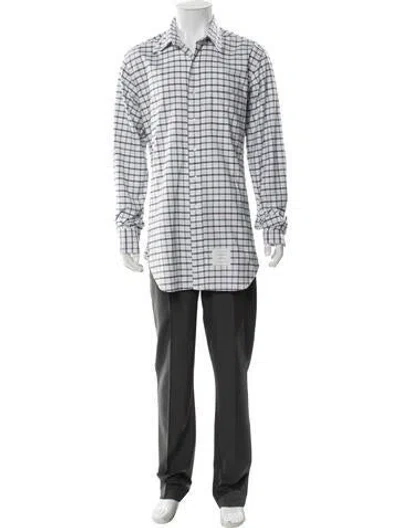 Pre-owned Thom Browne Plaid Print Long Sleeve Dress Shirt In Blue/white