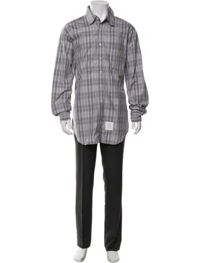 Pre-owned Thom Browne Plaid Print Long Sleeve Dress Shirt In Grey
