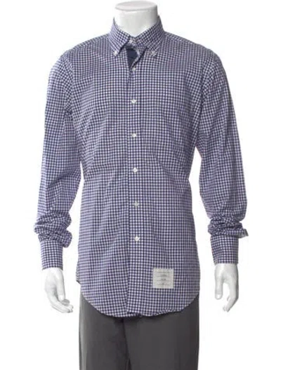 Pre-owned Thom Browne Plaid Print Long Sleeve Shirt In Black