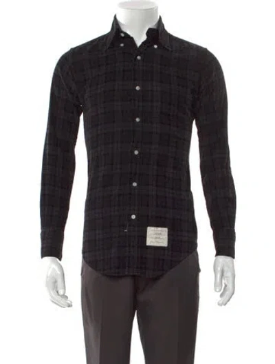 Pre-owned Thom Browne Plaid Print Long Sleeve Shirt In Black