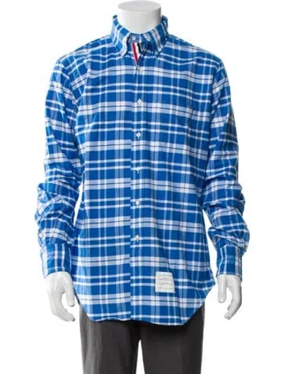 Pre-owned Thom Browne Plaid Print Long Sleeve Shirt In Blue