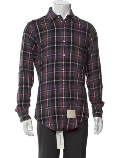 Pre-owned Thom Browne Plaid Print Long Sleeve Shirt In Blue