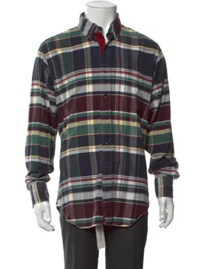 Pre-owned Thom Browne Plaid Print Long Sleeve Shirt In Blue