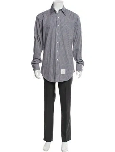 Pre-owned Thom Browne Plaid Print Long Sleeve Shirt In Blue