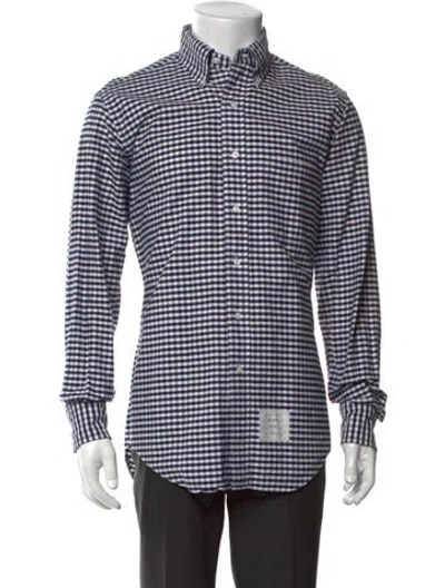 Pre-owned Thom Browne Plaid Print Long Sleeve Shirt In Blue