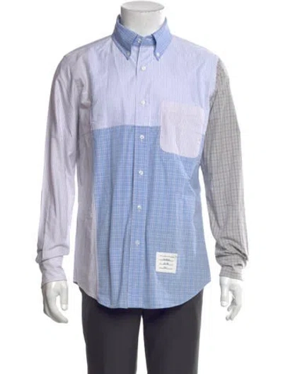 Pre-owned Thom Browne Plaid Print Long Sleeve Shirt In Blue