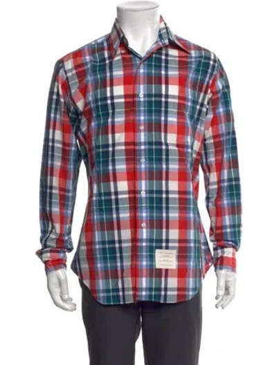 Pre-owned Thom Browne Plaid Print Long Sleeve Shirt In Blue/green/red