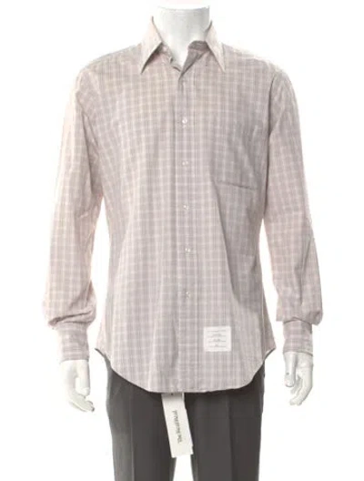Pre-owned Thom Browne Plaid Print Long Sleeve Shirt In Gray