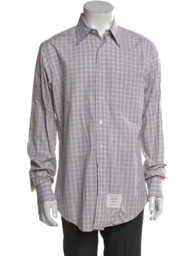 Pre-owned Thom Browne Plaid Print Long Sleeve Shirt In Gray