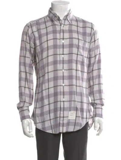 Pre-owned Thom Browne Plaid Print Long Sleeve Shirt In Gray