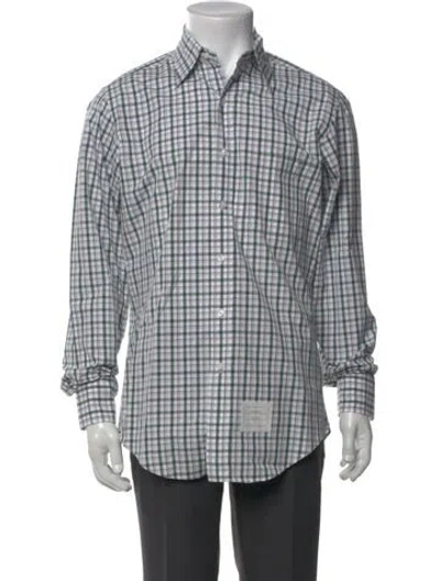 Pre-owned Thom Browne Plaid Print Long Sleeve Shirt In Green