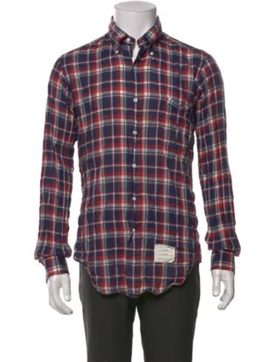 Pre-owned Thom Browne Plaid Print Long Sleeve Shirt In Multi